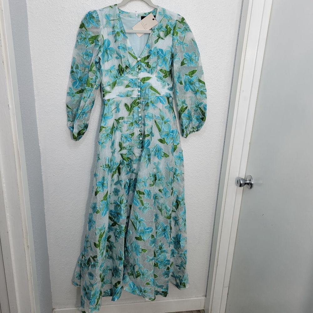 New Abbey Glass Brooke Gown Tropical Organza Size XS - Picture 6 of 13